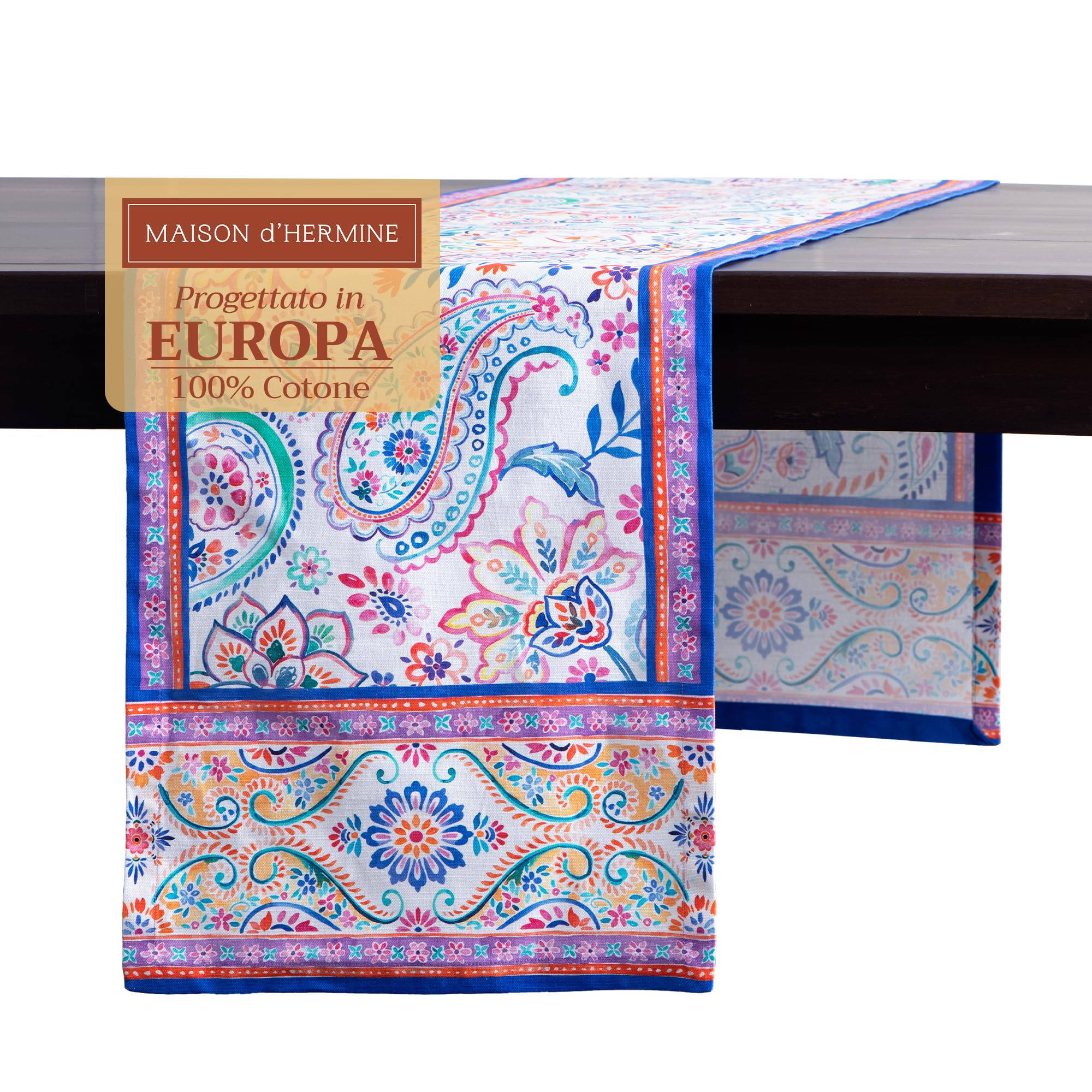 Maison d' Hermine Indian Floral Tischläufer für Partys und Feiertage | Küche | Frühling/Sommer (50 cm x 150 cm) OEKO-TEX