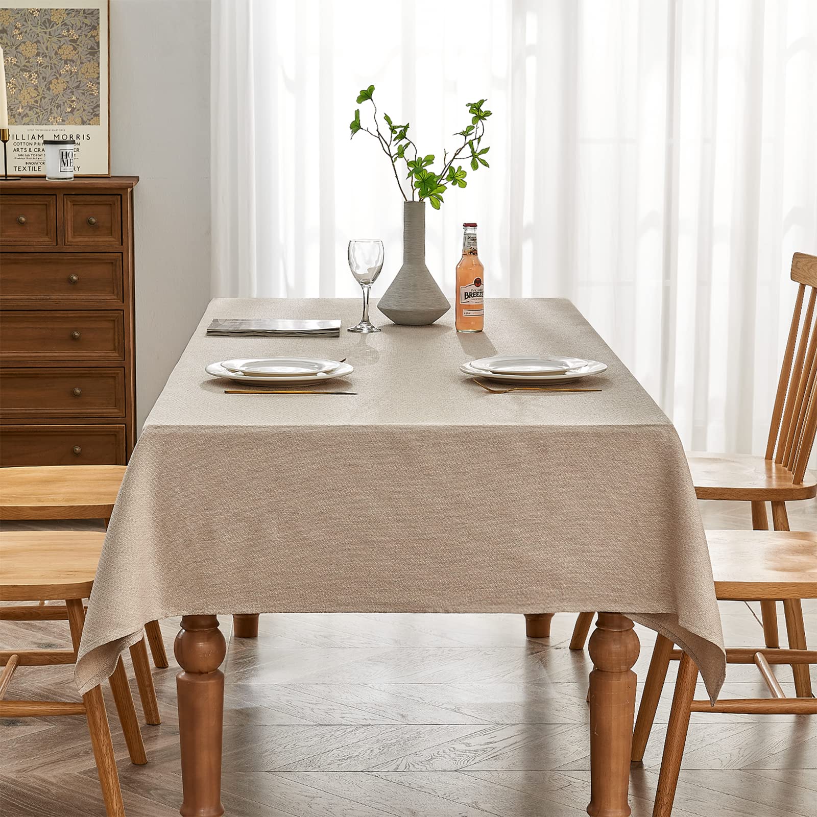 Rechteckige Jacquard-Tischdecken BALCONY & FALCON, Beige, 140 x 180 cm für Küchen, Restaurants, Partys